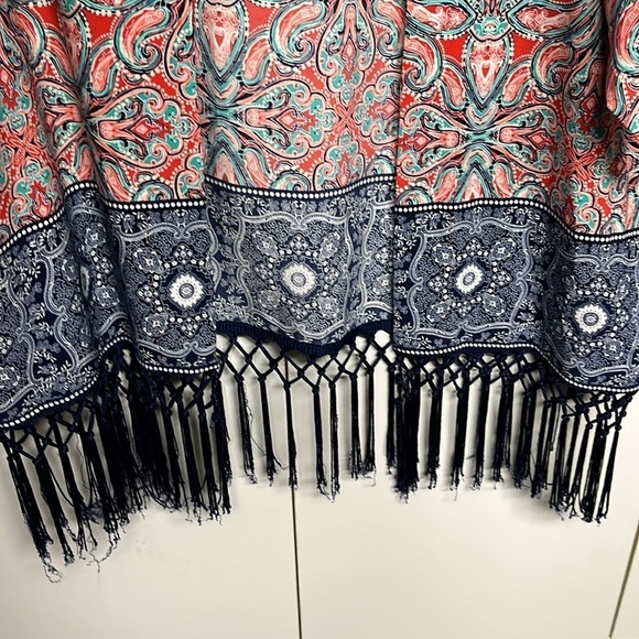 Ruby Red Fringe Boujee Boho Kimono - Picture 3 of 10